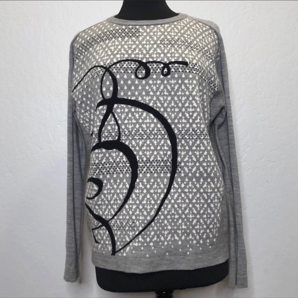 M.PATMOS 100% Wool Women Crew Neck Gray Sweater